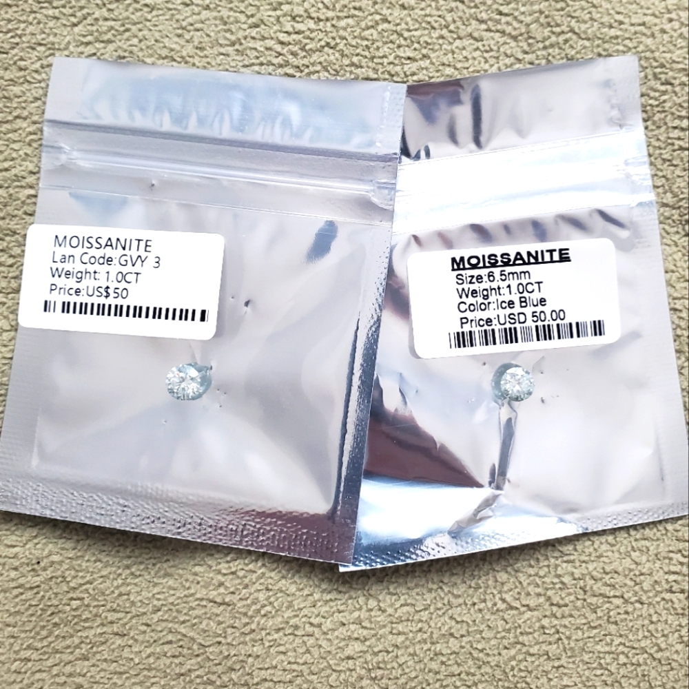 Two (2) - 1.0 Ct Loose Moissanite Gemstones